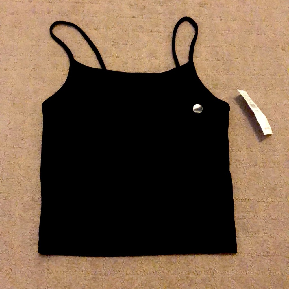 NWT American eagle black ribbed soft crop top size XXS